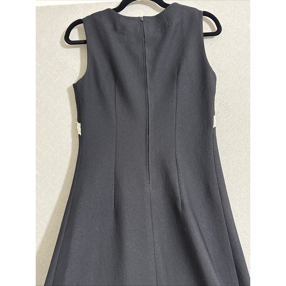 Vtg 60s 70s maxi dress womens Handmade black Empire Mod Retro Silver Gold Trim M - Picture 14 of 16